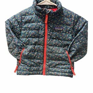 Patagonia Kids baby girl Puffer Jacket - Blue with Flower print - Authentic